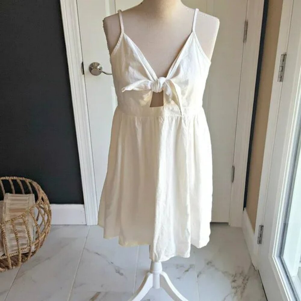 NWT! LINEN Blend TIE FRONT SUNDRESS SZ L - Picture 2 of 5